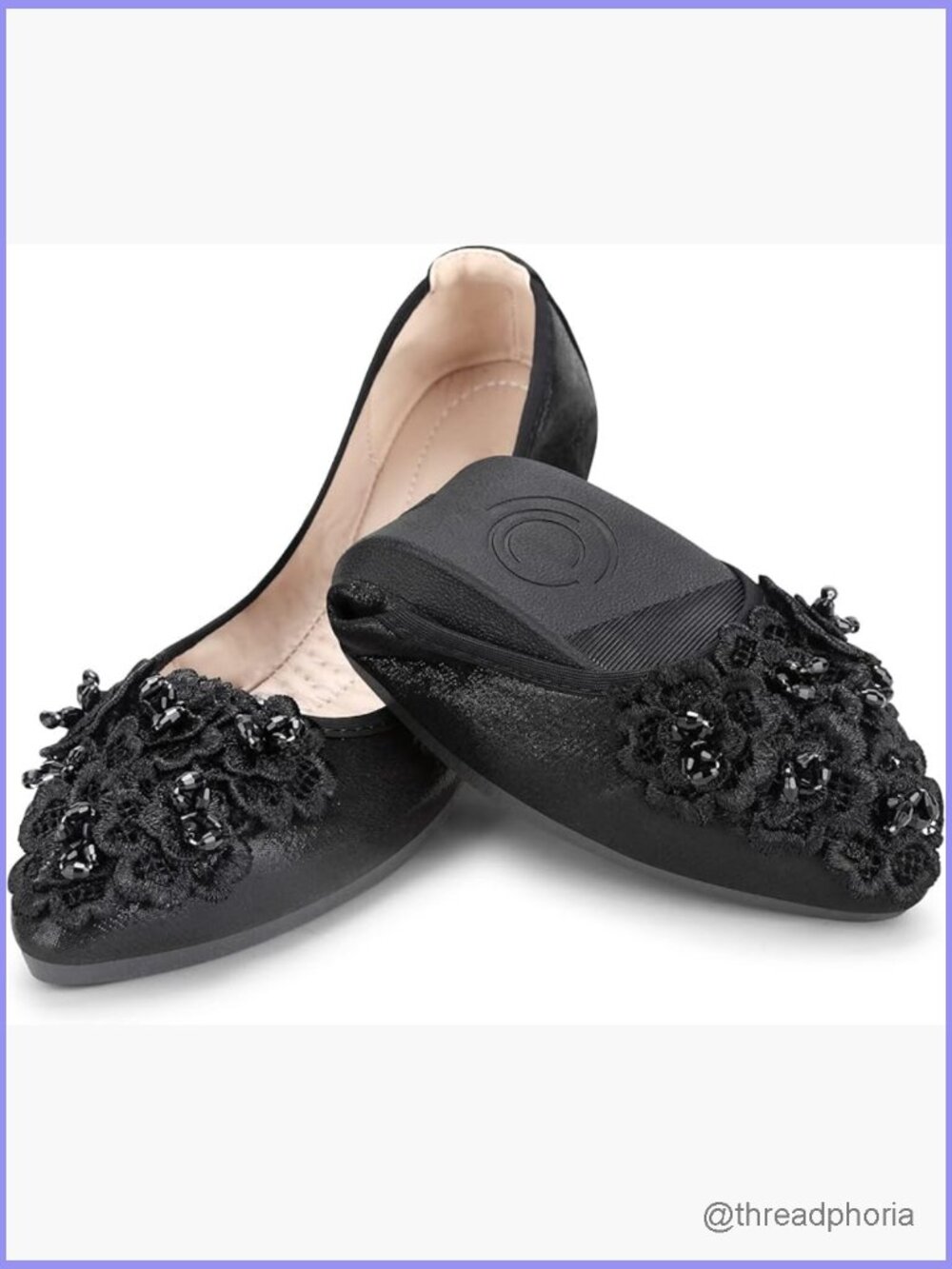 Foldable Rhinestone Ballet Flats Wedding Pointed Toe Comfort Slip On Shoes